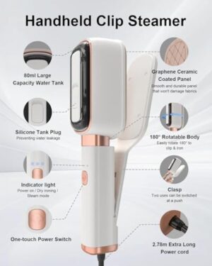 Travel Steamer for Clothes, 3 in 1 Portable Handheld Steamer, Steam Iron Wet & Dry Ironing,15s Fast Heat Up, 180° Flip, 1000W Light Mini Steam Iron for Travel and Home (Beige) - Image 9