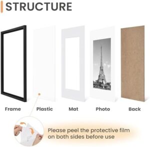 upsimples 11x14 Picture Frame Set of 5, Display Pictures 8x10 with Mat or 11x14 Without Mat, Wall Gallery Photo Frames, Black - Image 3