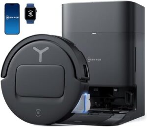 ECOVACS DEEBOT T80 Omni Robot Vacuum and Mop, 18,000Pa Suction, OZMO™ Roller Real-Time Mop Washing, Self-Emptying, Hot Air Drying, AI Navigation, Anti-Tangle Brush, for Pets, Carpets & Hard Floors