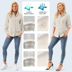 Womens UPF 50+ UV Sun Protection Safari Shirts Long Sleeve Outdoor Cool Quick Dry Fishing Hiking Gardening Shirts - Image 5