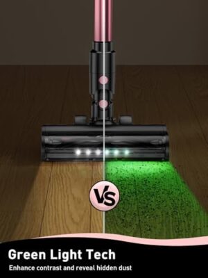 Cordless Vacuum Cleaner, 8 in 1 Powerful Suction Lightweight Vacuum Cleaner for Home, LED Display, 3 Suction Modes, 45Mins Detachable Battery Vacuum for Hard Floor Carpet Pet Hair, Pink - Image 7
