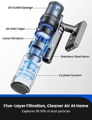 Proscenic Cordless Vacuum Cleaner, Wet Dry Vacuum and Mop Combo All in one, 45Kpa Suction Lightweight Stick Vacuum with LED Display, 50Mins Runtime Rechargeable Vacuum for Pet Hair, P11 Pro Mopping - Image 8