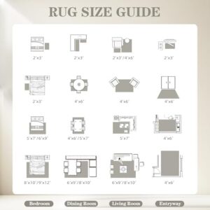 Area Rug 6x9 Vintage Rug: Washable Indoor Medallion Rugs Low Pile Distressed Floor Carpet Retro Accent Rug for Living Room Bedroom Kitchen Dining Table Home Office(Distressed Taupe, 6'x9') - Image 9