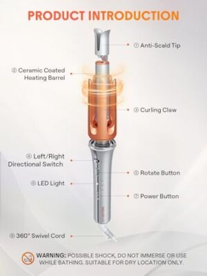 SHEGLAM Automatic Curling Iron 1 1/4 inch with 3 Temperatures Fast Heating, 2-Way Rotation, Anti-Scald, Anti-Tangle Rotating, Automatic Shut-Off for Hair Styling - Image 8