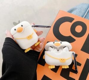 Cute Duck & Shark Case for Airpod 2nd 1st Generation Case, Funny 3D Cartoon Kawaii Cool Airpods Cover Skin with Cleaning Kit & Keychain for Apple Air pod Gen 2 & 1 Boys Girls Kids Teen, Bag Duck+Shark - Image 3