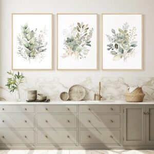 Joocrise Watercolor Botanical Wall Art Set of 3 Boho Floral Canvas Wall Decor Prints Sage Green Wildflower Wall Art Modern Flower Pictures Botanical Painting for Bedroom Bathroom 16x24 Inch Framed - Image 6