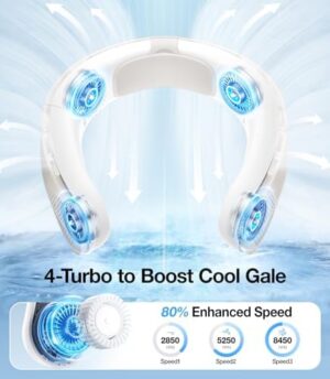 TORRAS COOLiTE Neck Fan, 8450 RPM Turbo Airflow, Portable Neck Fan Rechargeable with 14H Battery, Lightweight & Foldable Neck Fans That Blow Cold Air for Outdoor, Travel, Mothers Day Gifts, Black - Image 3