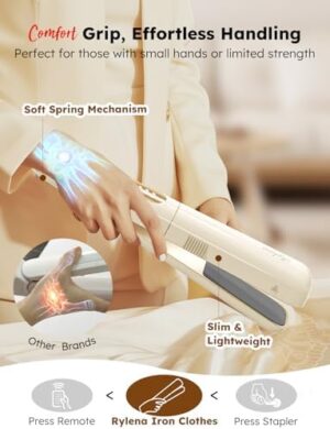 Travel Steamer Iron Portable, Rylena 180° Rotatable Handheld Press Iron for Clothes, Curtains, 2025 LeakProof & Anti-Drip Tech, Fast De-Wrinkle, Crisp Crease, XL Tank, Easy Grip, Apt, Cruise,Dorm - Image 9