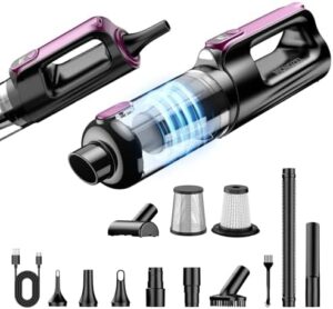 Cordless Handheld Vacuum Cleaner, 18000Pa 2 in 1 Car Vacuum Cleaner&Air Duster, 130W Brushless Motor with 7800mAh Battery, LED Light and Multi-Nozzles, Portable for Car, Home, Office, Pet