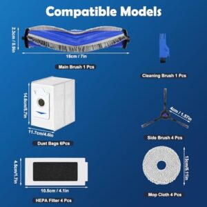 20 Pack T30S Replacement Accessories Kit Compatible with ECOVACS T30S / T30S AI / T30S Care Robot Vacuum, 1 Main Brushes, 4 Side Brushes, 4 Mop Cloth Pads, 4 HEPA Filters, 6 dust bags,1 Tool - Image 3