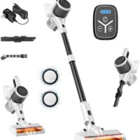 Cordless Vacuum Cleaner for Home - Lightweight, 30Kpa Stick Vacuum Clean with Rechargeable Battery, Max 45Mins Runtime, 8 in 1 Handheld Vacuum for Hardfloor & Carpets Pet Hair, White