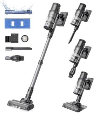 Proscenic Vacuum Cleaners,P11 Mopping Wet Dry Cordless Vacuum and Mop Combo All in one,High Suction Lightweight Stick Vacuum with LED Display,Long Runtime Ease of use Vacuum for Pet Hair(Grey)