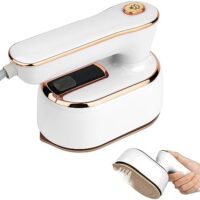 AUAUY Mini Steam Iron, 1000W Portable Handheld Travel Steam Iron, 180° Rotating Handle Converts Iron into Handheld Steamer, 15s Fast Heat Up, 2-in-1 Foldable Steamer Iron for Home and Travel