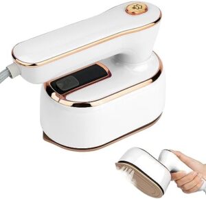 AUAUY Mini Steam Iron, 1000W Portable Handheld Travel Steam Iron, 180° Rotating Handle Converts Iron into Handheld Steamer, 15s Fast Heat Up, 2-in-1 Foldable Steamer Iron for Home and Travel