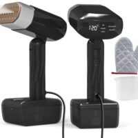 2-in-1 Steam Iron & Garment Steamer, Foldable & Removable Clothes Iron Steamer Handheld with 330mL Tank, 5-Mode LED Display Dry & Steam Ironing, Professional Wrinkle Remover for All Fabrics