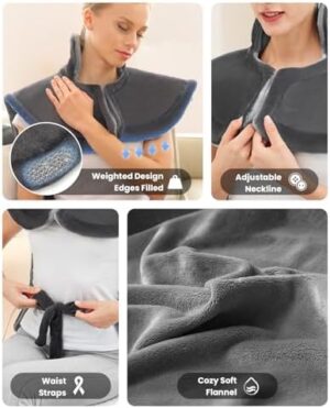 BOB AND BRAD Weighted Heating Pad for Back Pain Relief, 24" x34'' Electric Heated Wrap for Neck and Shoulder, 6 Heat Settings, Full Body Heating Pad, ETL Certified, FSA HSA Eligible - Image 7
