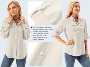 Womens UPF 50+ UV Sun Protection Safari Shirts Long Sleeve Outdoor Cool Quick Dry Fishing Hiking Gardening Shirts - Image 6