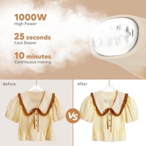 Portable Steamer for Clothes, 25s Fast Heat-up, 1000W Travel Steam Iron Wrinkles Remover with Brush, Foldable Garment Steamer 100ml Water Tank for Home Travel Office (120V Only) - Image 3