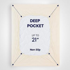 SLEEP ZONE King Size Cooling Mattress Topper, Premium Zoned Cool Mattress Pad Cover, Padded Mattress Protector Breathable Washable, Deep Pocket 8-21" (Beige, King) - Image 4