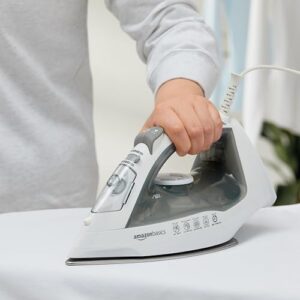 Amazon Basics Steam Iron For Clothes, Handheld Steamer, Steel Soleplate, 1700-Watt, Gray, 1.62ft - Image 7