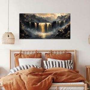 Waterfall Canvas Wall Art for Living Room - Mountain Art Wall Decor for Office - Modern Wall Art for Bedroom Size 20" x 40" - Image 2