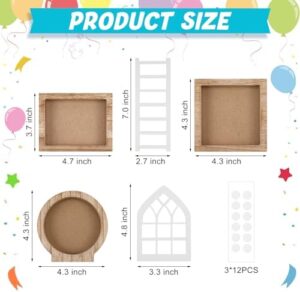 Bencailor 48 Pcs Interchangeable Seasonal Farmhouse Tiered Tray Decor Set Include Wood Frames with Ladders Cards Bow Knot,Tray Not Included(Year Round Seasonal) - Image 3