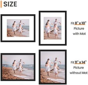 upsimples 11x14 Picture Frame Set of 5, Display Pictures 8x10 with Mat or 11x14 Without Mat, Wall Gallery Photo Frames, Black - Image 5