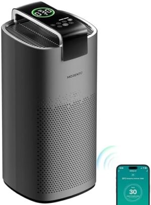 MORENTO Air Purifiers for Home Large Room Up to 2050 Ft² with PM 2.5 Air Quality Sensor, Smart WiFi and Sleep Mode, Hepa Filters Filter Airborne Particles, Handheld Home Air Purifier - Grey +1Pack