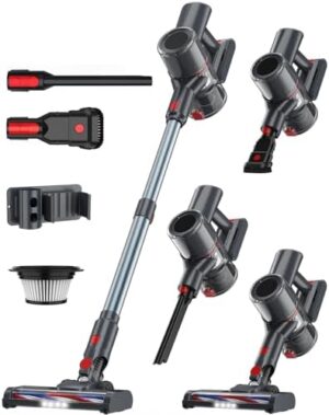 Cordless Vacuum Cleaner, 23KPA Powerful Suction, 35 Mins Runtime Vacuum Cleaners for Home, Stick Vacuum Self-Standing, Wall Mount Charging, 3 Mode Handheld Vacuum for Pet Hair/Carpet/Floor