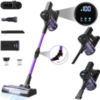 Lightweight Cordless Vacuum Cleaner: Portable Stick Vacuum with Rechargeable Battery 6-in-1 Powerful Vacuum Cleaner for Home with LED Screen Upgraded Floor Brush for Hardwood Floor Carpets Pet Hair