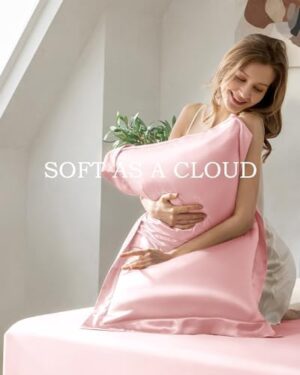 THXSILK 100% Mulberry Silk Sheet Set, 7A+ Silk Sheet Set Soft Breathable, Luxury Bedding (1 Flat Sheet, 1 Fitted Sheet, 2 Pillow Shams) California King, Charming Pink - Image 5