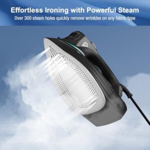 Steam Iron for Clothes 1700W with Non-Stick Ceramic Soleplate Powerful Steam Blast 3-Way Auto Shutoff Self-Cleaning Digital LCD Display Anti-Drip Precision Tips for Home and Travel Steamer - Image 3