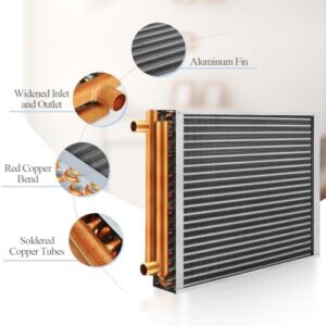 Water to Air Heat Exchanger 20x20 with Copper Ports for Outdoor Wood Furnaces, Residential Heating and Cooling, and Forced Air Heating (20x20) - Image 2