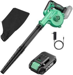 K I M O. Cordless Leaf Blower Vacuum Combo 4 IN 1, 3 Nozzles for Inflation & Compression,3 Modes & Variable Speed, 20000RPM 150MPH, 2000mAh Battery, Extended Tube, Mini Leaf Blowers for Lawn Care|Yard