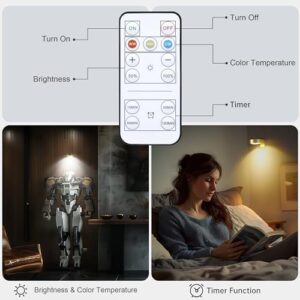 3Pcs Battery Operated Picture Light, Magnetic Led Painting Light with Remote Dimmable and Timer, 3 Lighting Modes Art Display Light for Picture Frame Paintings, Wireless Wall Decor Puck Lights, Gold - Image 5