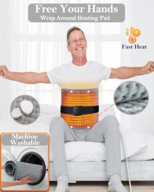 Foot Warmers for Feet XXL Large Heating Pads for Body 33x17in, 10FT Cord 9 Heat 4 Timer Auto Off Electric Heat Pad for Period Cramp Back Pain Relief Wrap Around with Belt Gift for Women Men - Image 6