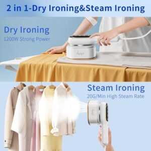 Steamer for Clothes, Travel Portable Handheld Turbo Steamer 5Mode Smart Display, 15s Heat-up Horizontal & Vertical Wrinkle Removal, Dual Function Wet/Dry Iron, Home Travel Use(PorcelainWhite) - Image 4