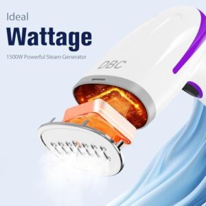 DBC 1500W Steamer for Clothes With 250ml Water Tank, 20S Fast Heat-up Portable Handheld Garment, 2 in 1 Fabric Wrinkle Remover and Clothing Iron with Brush - Purple - Image 3