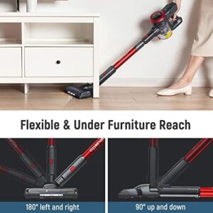 FABULETTA Cordless Vacuum Cleaner with LED Display, Brushless Motor, Max 50 Mins Runtime with Detachable Battery, 6 in 1 Lightweight Stick Vacuum Cleaner for Home Hard Floor and Pet Hair (Red) - Image 6