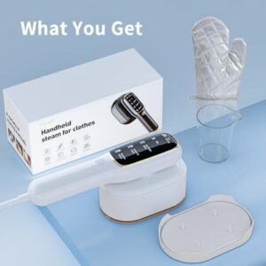 Steamer for Clothes, Travel Portable Handheld Turbo Steamer 5Mode Smart Display, 15s Heat-up Horizontal & Vertical Wrinkle Removal, Dual Function Wet/Dry Iron, Home Travel Use(PorcelainWhite) - Image 7