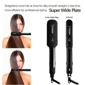 DORISILK Steam Hair Straightener and Curler Iron 2 in 1, Professional Salon Infrared Flat Iron Wide Tourmaline Ceramic Plate, Vapor Straighteners for Hair 450 Degrees Adjustable Temp, 2 Inch Black - Image 6