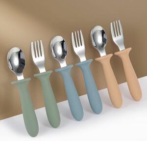 Toddler Utensils, 6 Pack kids Silverware Set with Silicone Handle, 18/8 Stainless Steel Children Safe Forks and Spoons, Dishwasher Safe - Image 2