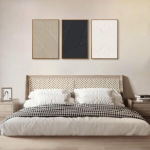 QICIFA Neutral Modern Line Framed Canvas Wall Art Set of 3, 16"x24" Large Abstract Art Wall Decor for Living Room, Beige and Black Boho Art Print for Bedroom Office - Image 4