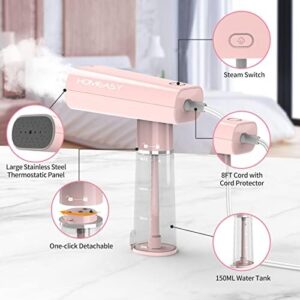 Clothes Steamer Travel, HOMEASY Steamer for Clothes Garment Steamer Portable Iron Clothes Steamer Fabric Wrinkle Remover with Fast 25s Heat-up Detachable Water Tank - Image 6
