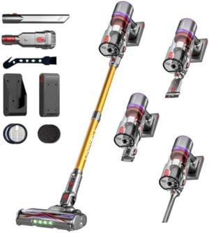 UNINELL HOME Cordless Vacuum Cleaner, 48000Pa 550W 65Mins Vacuum Cleaners for Home,LED Touch Display, Anti-Tangle Stick Vacuum Self-Standing, Vacuum Cordless Rechargeable for Pet Hair/Carpet
