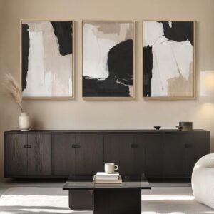Large Framed Black and White Neutral Abstract Wall Art for Living Room, 3 Piece Canvas Prints Paintings Artwork for Walls, Modern Minimalist Abstract Pictures for Hallway Office Wall Decor 24x36 In - Image 8