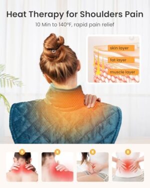 Weighted Heating Pad for Neck and Shoulders and Back, 2.5lb Electric Heat Pad for Pain Relief, Shoulder Heating Pad with 5 Heat Settings, 4 Timer Settings, Valentine's Day Gifts, UL, CE Certification - Image 3