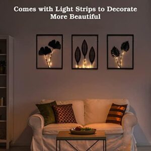 Phirown Metal Wall Art, Black Wall Decor with Light Strips 3 Pcs Modern Room Decor Rustic Farmhouse Wall Decor, Home Decor Wall for Living Room Bedroom (Vertical) - Image 2