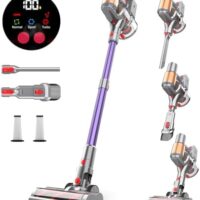 Cordless Vacuum Cleaner with 45Kpa 550W, 60 Mins Runtime Stick Vac with Anti-Tangle Design, Self-Standing, LED Screen, Lightweight Vacuum Cleaners for Home, Pet Hair, Carpet and Hardwood Floor