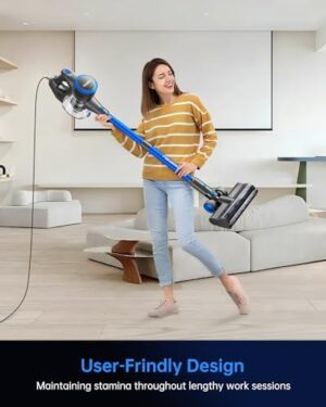 FABULETTA Upgraded 650W Corded Stick Vacuum, 23Ft Corded Vacuum Cleaner Up to 2 Gear Adjustment, Lightweight Corded Vacuum with 1.5L Dust Cup, Suit for Hard Floor & Pet Hair, Black & Blue - Image 5